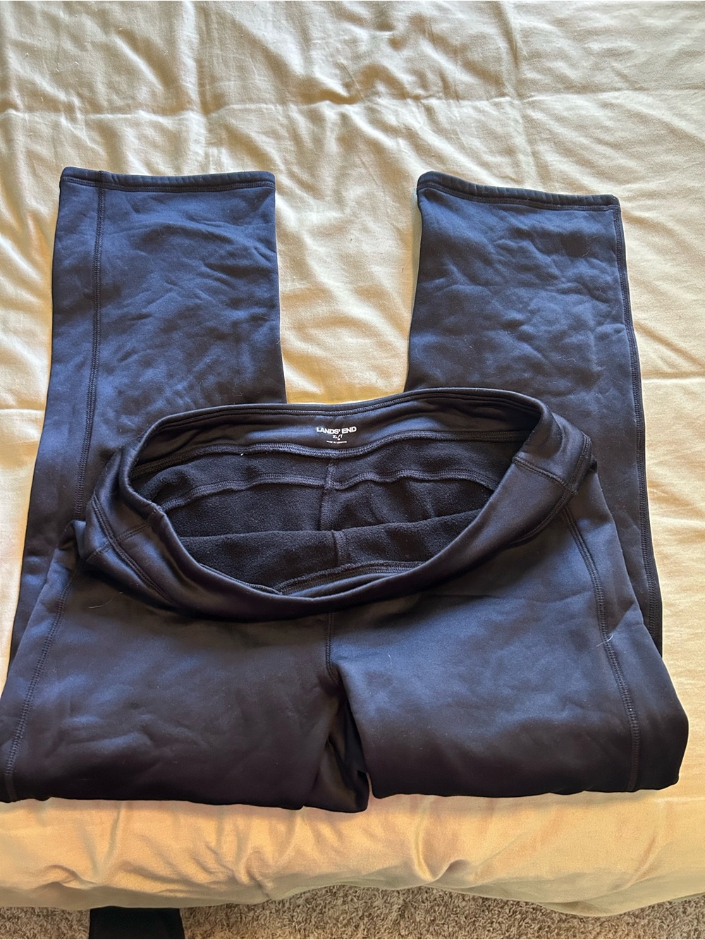 Lands' End Black Fleece-Lined Leggings